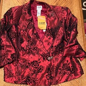 😍New R&M Richards Dressy Jacket Size 16w 3/4 Sleeve Glitter Sparkle…